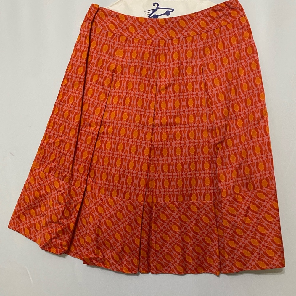 Talbots Orange Black Knee-Length A-Line Skirt